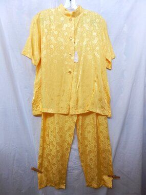 Mary Jane Yellow Rayon Pajama Loungewear Set - Size 36 - NWT
